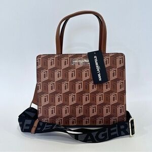 KARL LAGERFELD PARIS Maybelle Zip Top Satchel Shoulder Bag in Brown